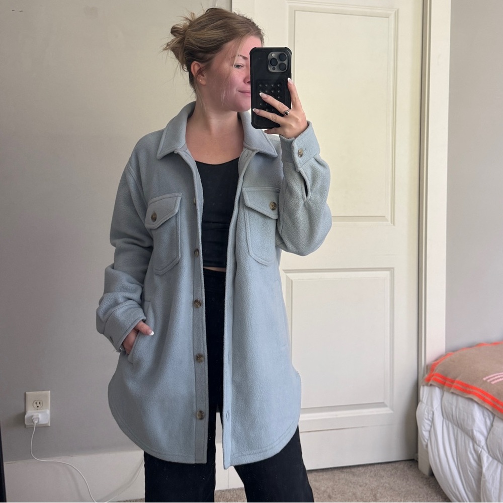 Altar'd State Light Blue Fleece “Shacket” Jacket